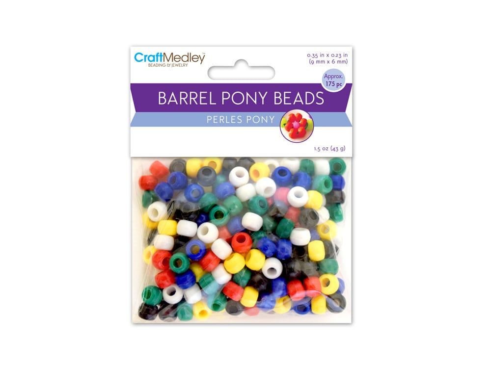CraftMedley Barrel Pony Beads 9x6mm Multi Mix 175pc