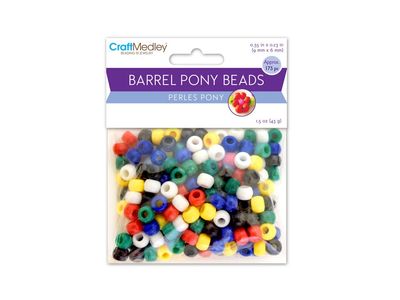 CraftMedley 9x6mm Pony Beads Barrel Standard Opaque Multi Mix 175pc
