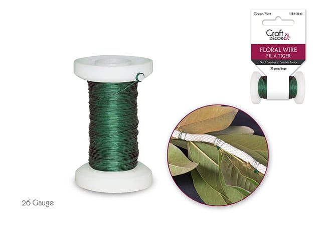 Craft Decor 20m Green Floral Wire 26g