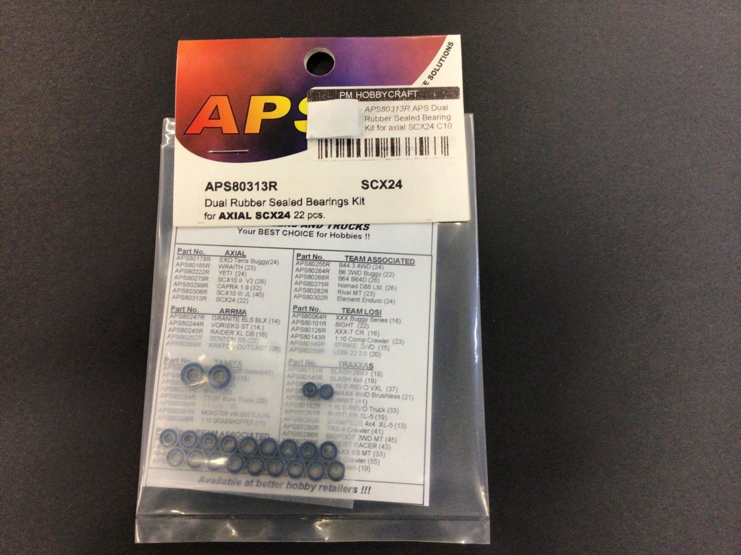 APS Dual Rubber Sealed Bearing Kit for Axial SCX24 C10 JLU Deadbolt 22pc