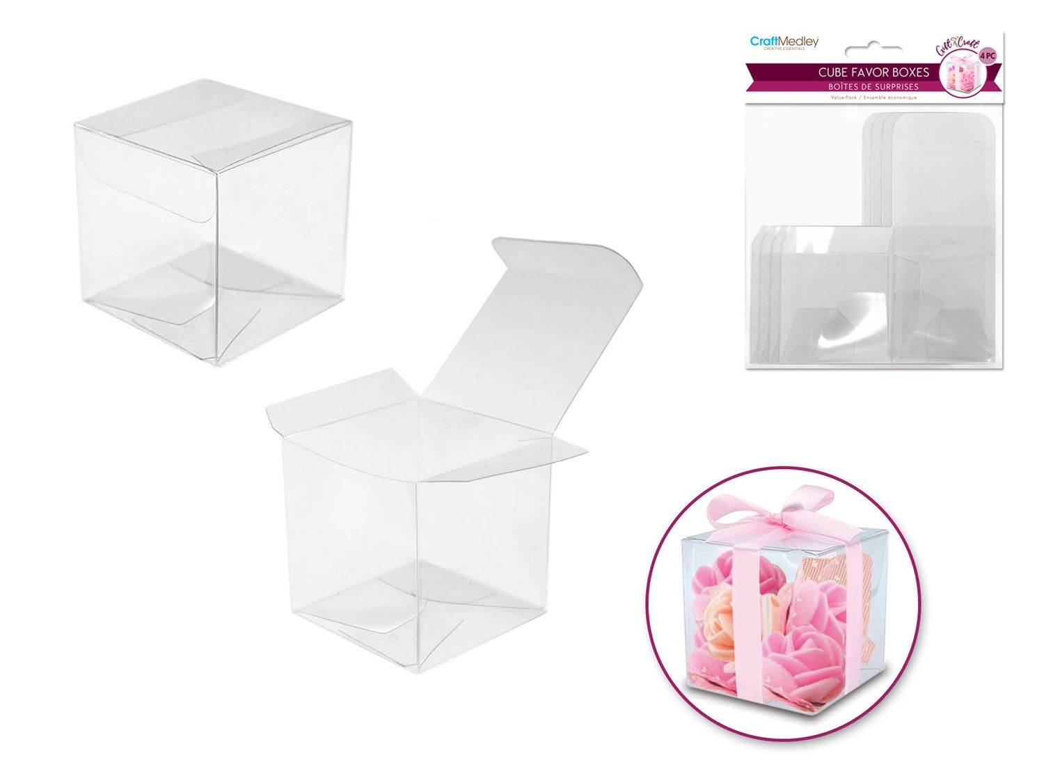 CraftMedley 6cm Clear Cube Favor Box Small 4pc