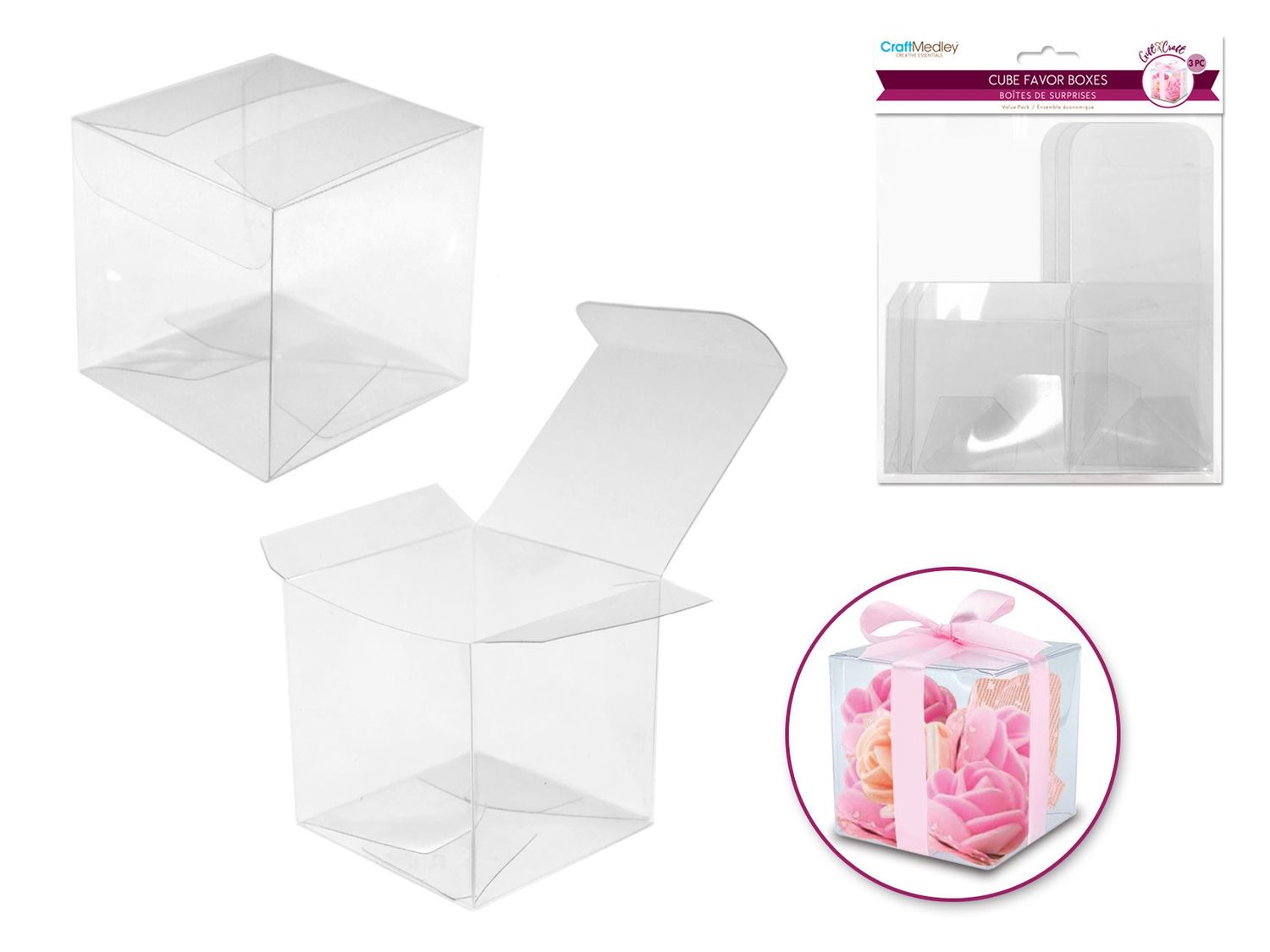 CraftMedley 8cm Clear Cube Favor Box Medium 4pc
