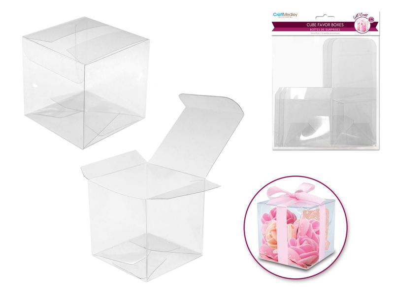 CraftMedley 8cm Clear Cube Favor Box Medium 4pc