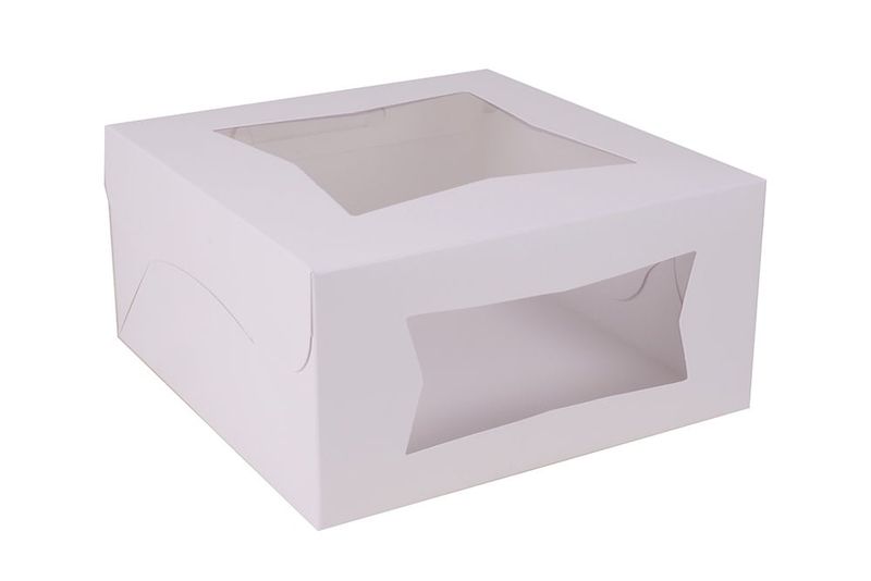 CK Products 10x10x5in White Window Cake Box