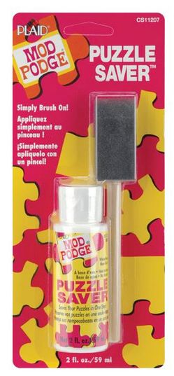 Plaid Mod Podge Puzzle Saver with Foam Brush