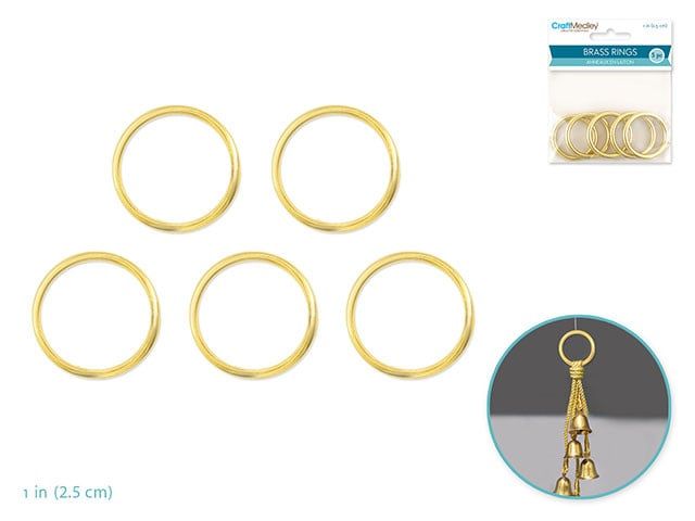 Craft Medley 1 Inch Brass Rings 5 Pack