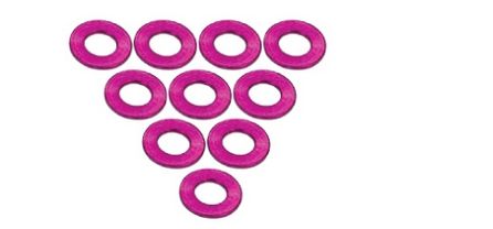 3 Racing Aluminum M3 Flat washer 0.5mm 10pc Pink