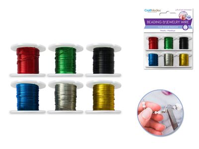 CraftMedley 3m Beading Jewelry Wire Spool Assorted Metallic 6pc