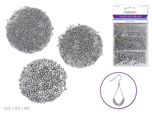 CraftMedley Glass Seed Beads Silver Satin