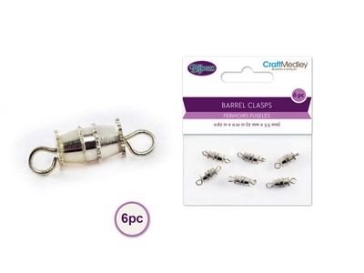 CraftMedley Jewelry Findings 17x5.5mm Barrel Clasp Tapered Silver 6pc