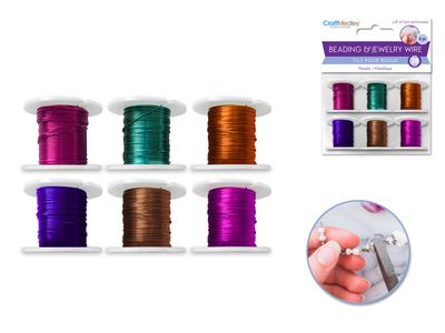 CraftMedley Beading Jewelry Wire 28g Metallic 6 Spools Asst 3m Spools
