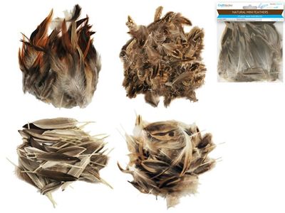 CraftMedley 3"-4" Natural Feather Minis 3g Asst 4styles 12 Each x 4 Styles