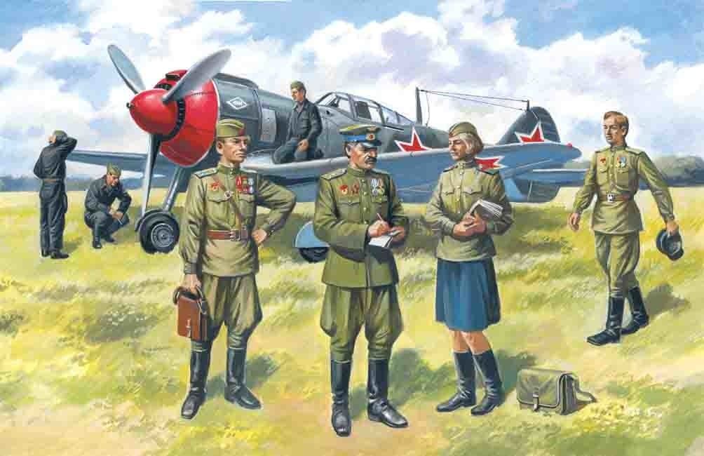 ICM Models 1/48 1943-1945 Soviet Air Force Pilots and Ground Personnel with 7 Figures