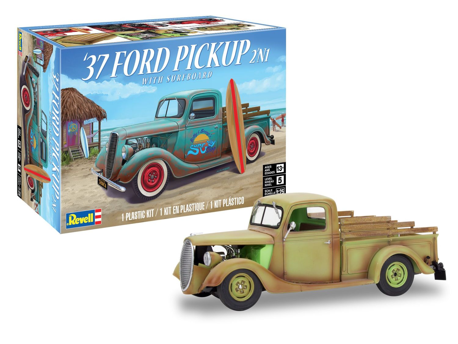 Revell 1/25 1937 FORD PICKUP 2IN1 w/SURFBOARD