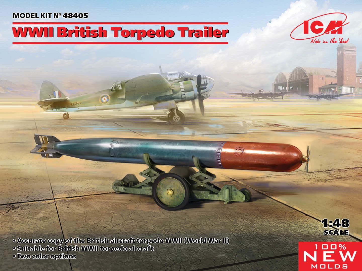 Icm 1/48 WWII British Torpedo Trailer (100% new molds)