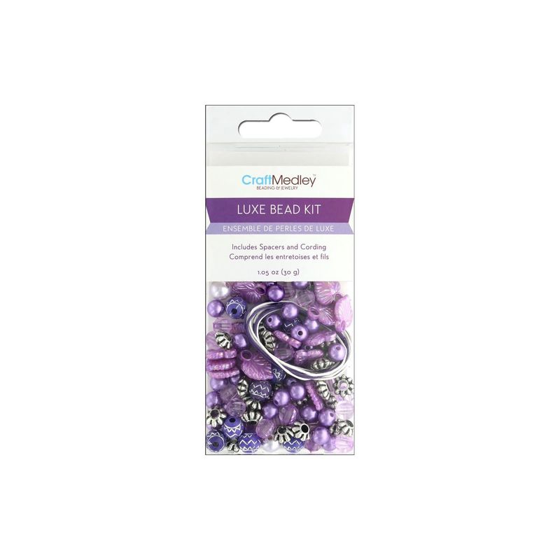 CraftMedley Acrylic Bead Kit with Spacers and Cording Purple 30g