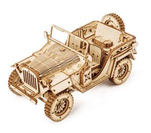 Robotime 3D Wooden Puzzle ROKR Army Jeep Scale Model 369 piece
