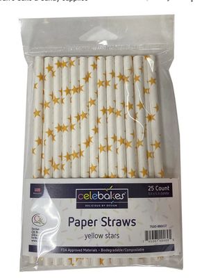 Celebakes 6in Yellow Stars Cake Pop Sticks