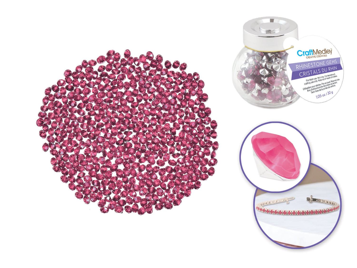 CraftMedley Rhinestone Diamond Pink Topaz 30g