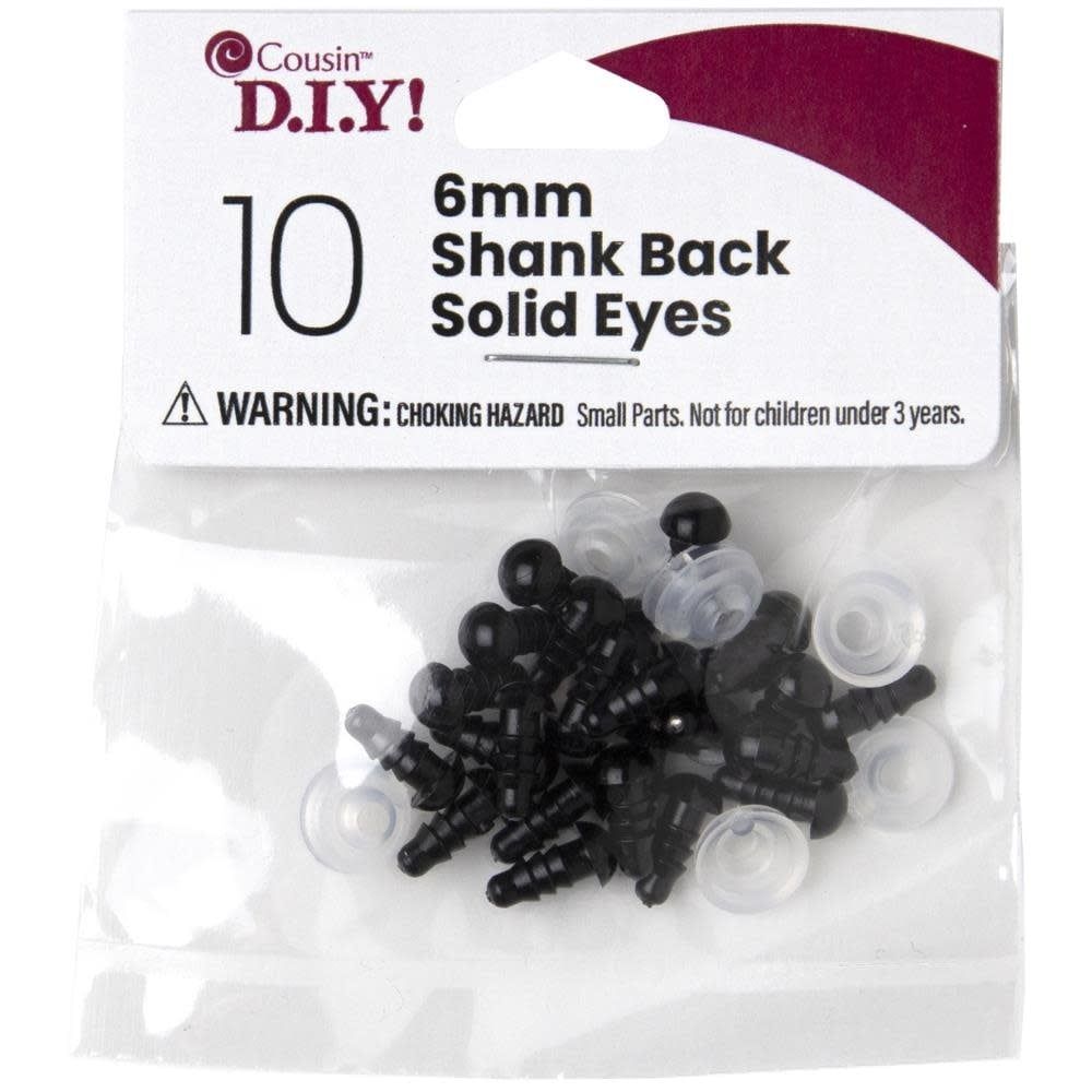 Cousins 6mm Shank Back Solid Eyes 10pc