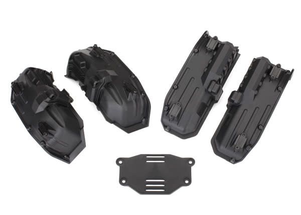 Traxxas Fenders, inner (narrow), front &amp; rear (2 each)/ rock light covers (8)/ battery plate/ body mount/ 3x8 flat-head screws (4)/ 2.5x6 CS (10)