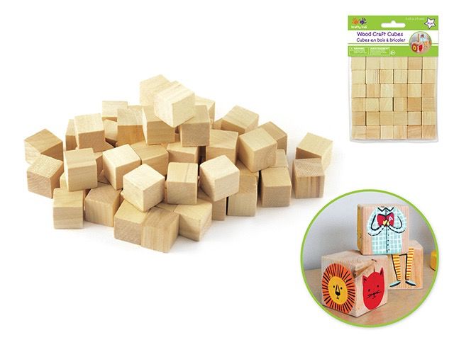Krafty Kids Wood Craft Cubes Natural 15mm