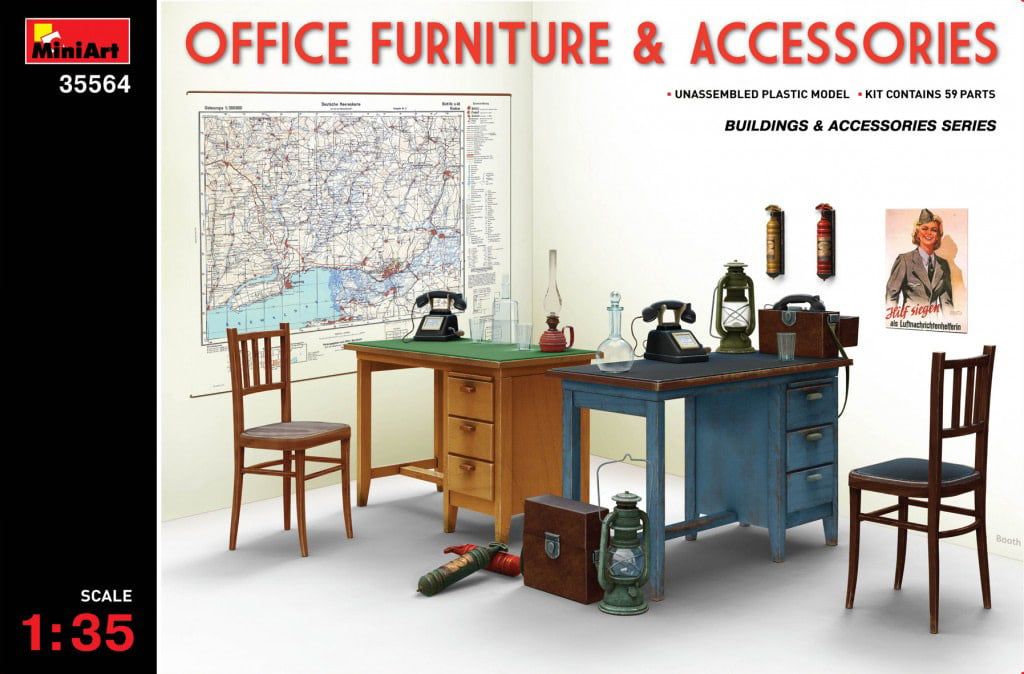 Miniart 1/35 Office Furniture &amp; Accessories