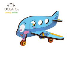 UGears 3D Wooden Puzzle Airplane Coloring Model 15 piece