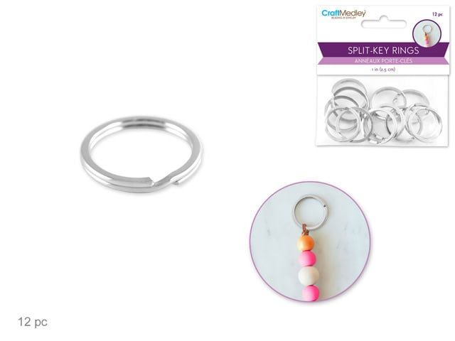 CraftMedley 1in Split Key-Rings Heavy Duty Silver 12pc