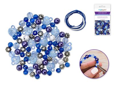 CraftMedley Acrylic Bead Luxe Kit with Spacers and Cording Blue 30g