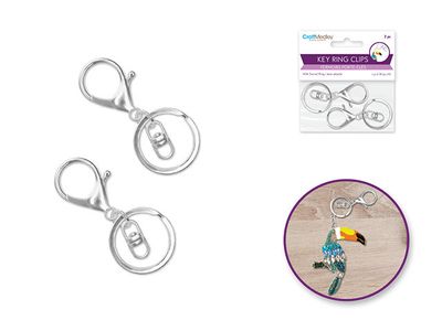 CraftMedley 2.5in Key Ring Clips with Swivel Silver Tone 2pc