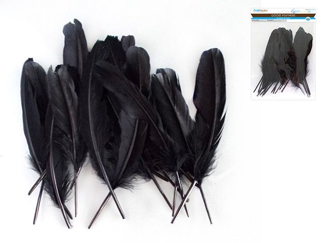 CraftMedley 8in Goose Feathers Black 12pc