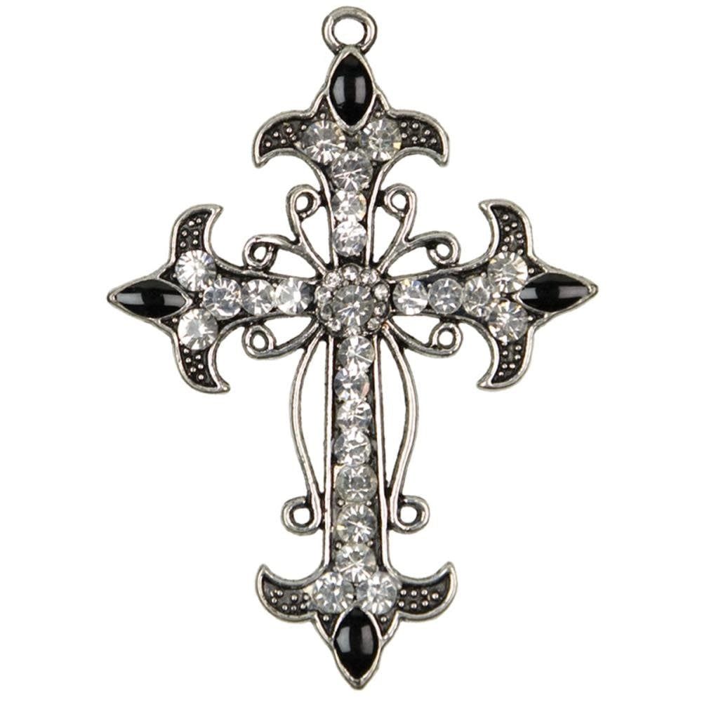 Cousins Silver &amp; Clear Cross Metal Charm