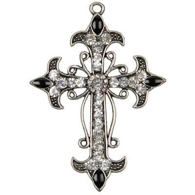 Cousins Silver &amp; Clear Cross Metal Charm