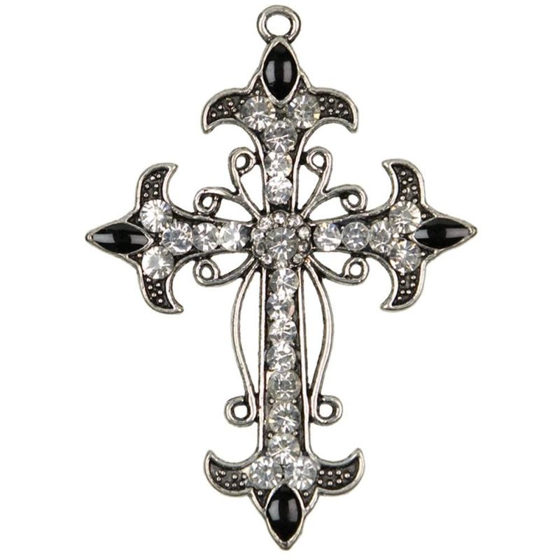 Cousins Silver &amp; Clear Cross Metal Charm