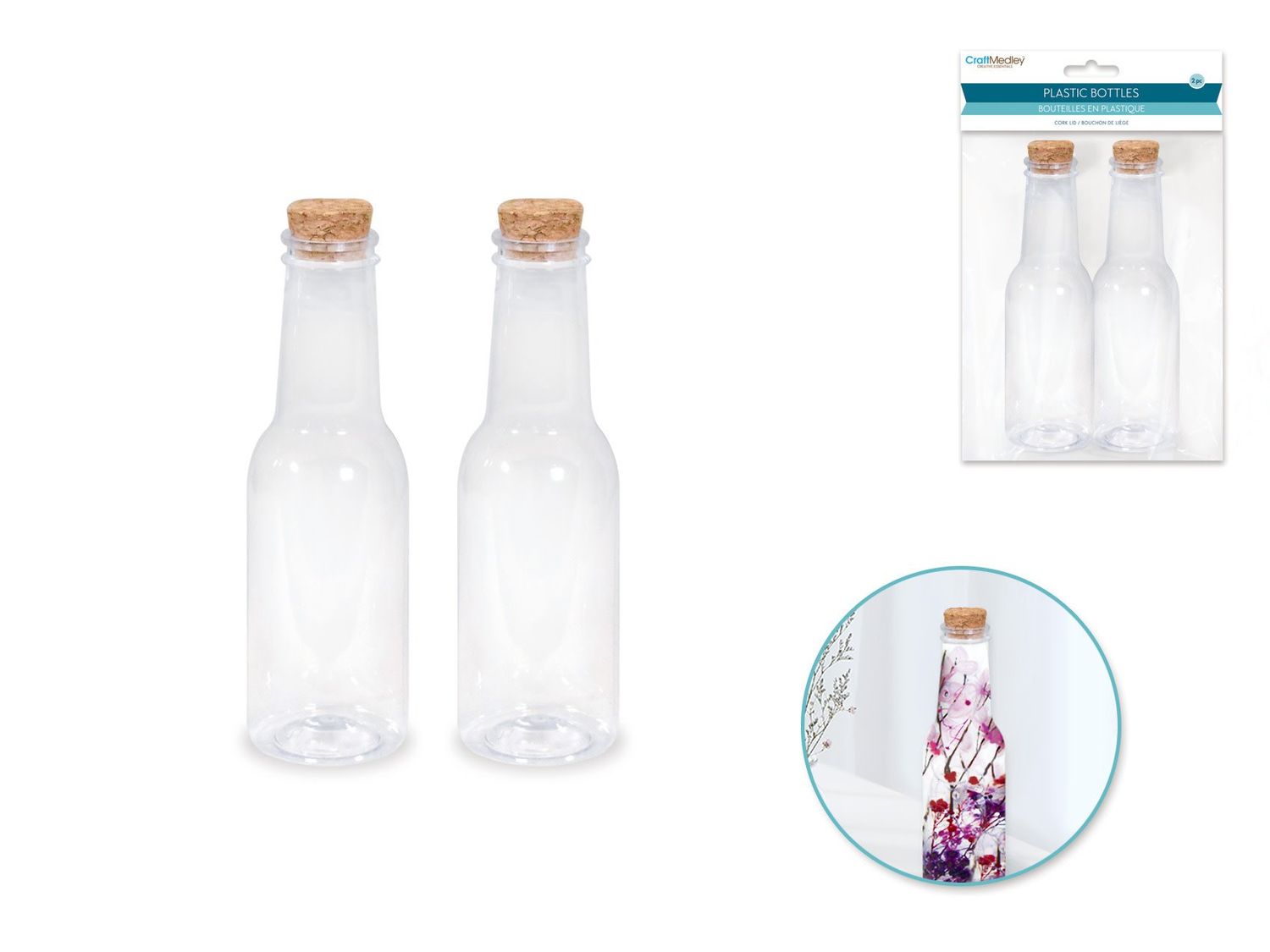CraftMedley 5x1.5in Plastic Bottle with Cork Top