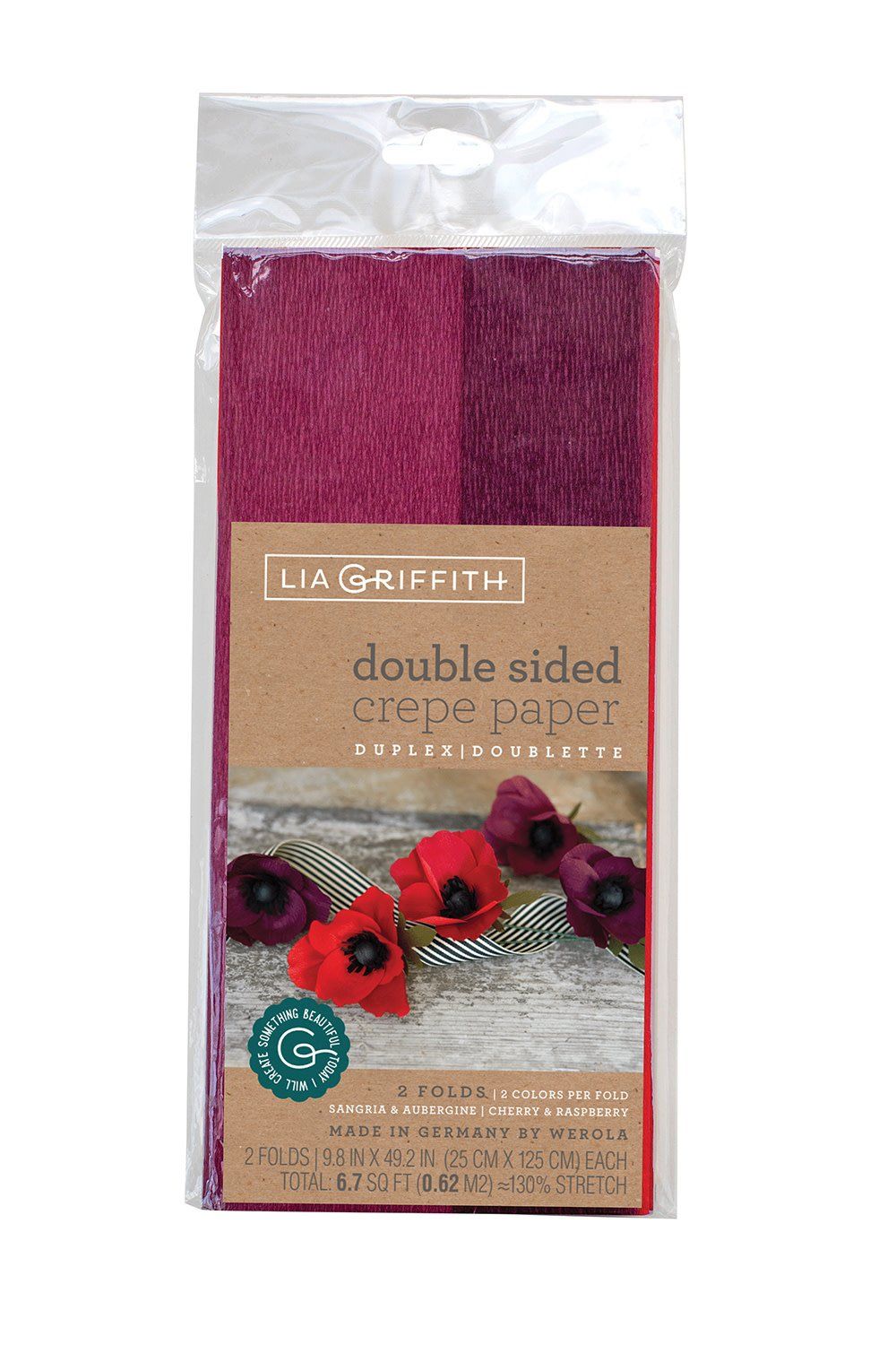 Lia Griffith Extra Fine Crepe Paper Sangria &amp; Aubergine, Cherry, Raspberry 3-pack