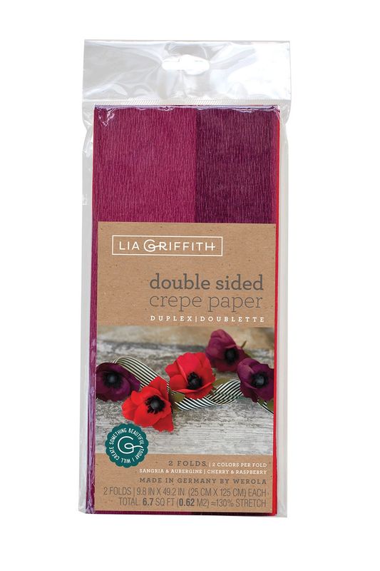 Lia Griffith Extra Fine Crepe Paper Sangria &amp; Aubergine, Cherry, Raspberry 3-pack