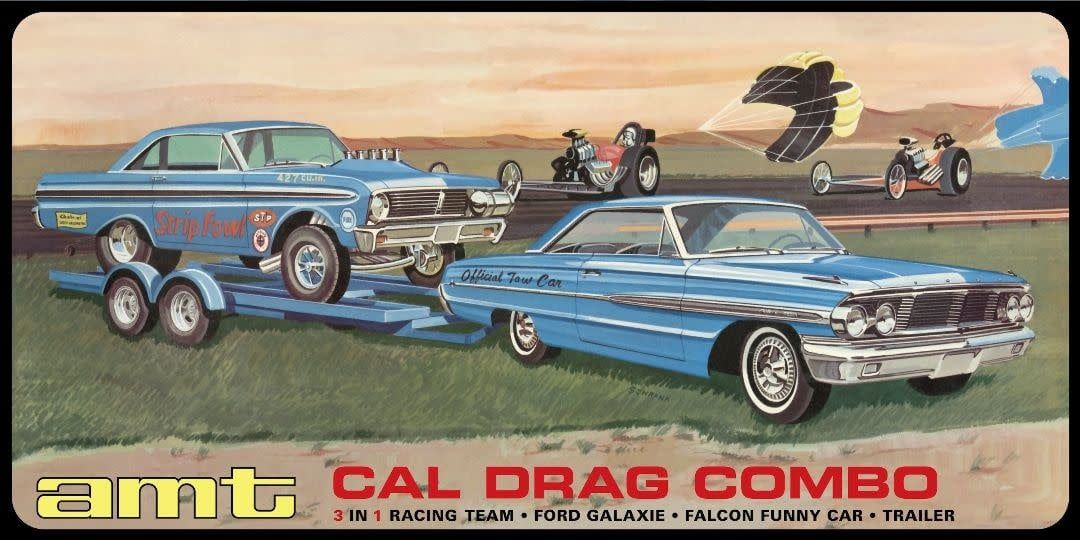 AMT\ERTL 1/25 Cal Drag Combo 1964 Galaxie AWB Falcon &amp; Trailer