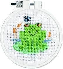 Janlynn Soggy Froggy Janlynn/Kid Stitch Mini Counted Cross Stitch Kit 3&quot; Round