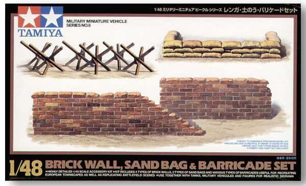 Tamiya 1/48 Brick Wall Sand Bag And Barricade Set