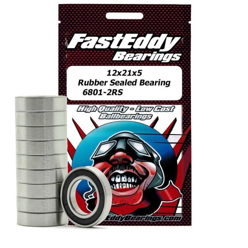 FastEddy 12x21x5 Rubber Sealed Bearing 6801-2RS (Single)