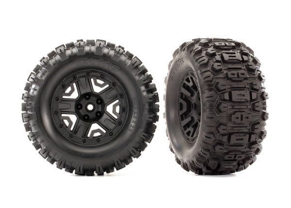 Traxxas Tires &amp; wheels (2.8") (Hoss 4X4 black wheels, Sledgehammer tires, foam inserts) (2)