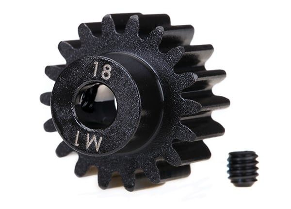 Traxxas Gear, 18-T pinion (machined) (1.0 metric pitch) (fits 5mm shaft)/ set screw (for use only with steel spur gears)