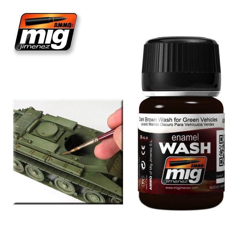 Ammo of MIG Dark Brown Wash for Green Vehicles 35ml