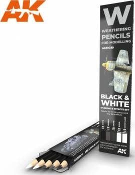 AK Interactive Weathering Pencils Black And White Set