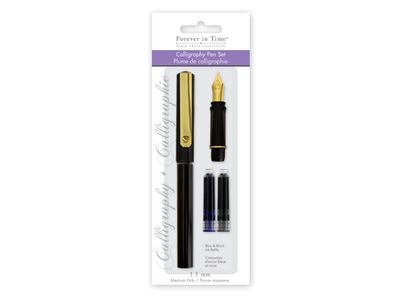 Forever In Time Paper Craft Calligraphy Pen Set #1.3 Nib Black and Blue Ink