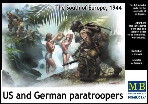 Masterbox 1/35 WATCHING THE GIRLS, US &amp; GERMAN PARATROOPERS SOUTH OF EUROPE 1944