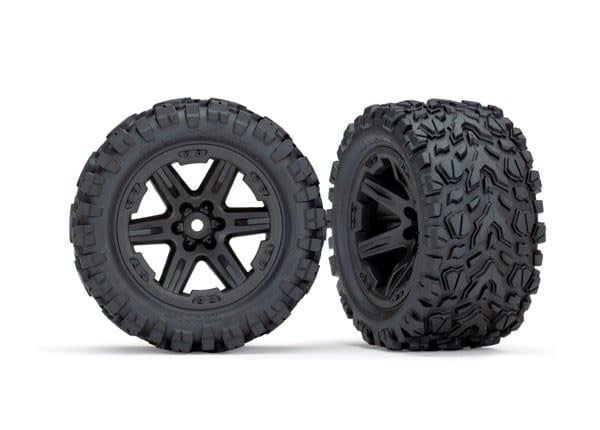 Traxxas Tires &amp; wheels, assembled, glued (2.8&quot;) (RXT black wheels, Talon EXT tires, foam inserts) (2WD electric rear) (2) (TSM rated)
