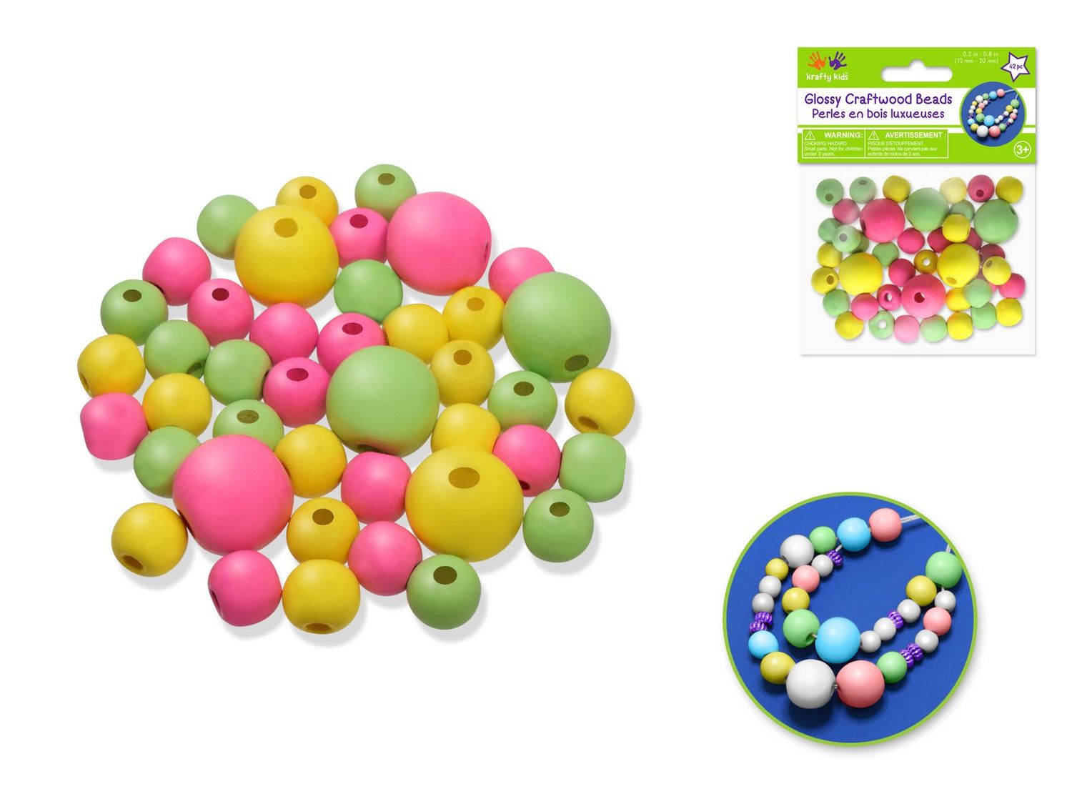 Krafty Kids Glossy Round Beads Assorted Pastel Blend 42pc